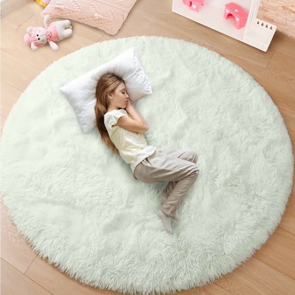 junovo Other - Fluffy White Plush Play Mat for Kids